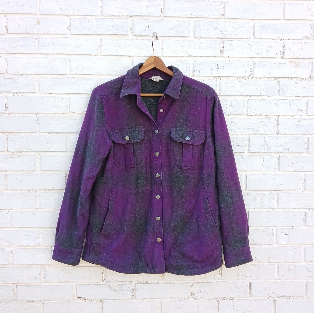 Duluth Trading Co Purple & Dark Green Button-Up Jacket